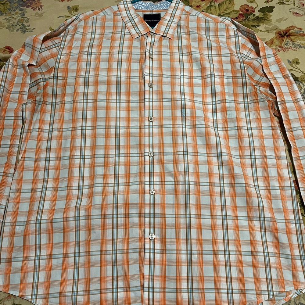 Tommy Bahama Shirt Mens 2XL Long Sleeve Button Up Shirt Pima Cotton